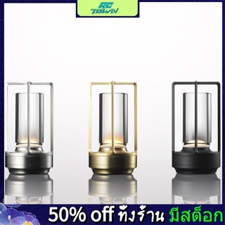 Rctown โคมไฟตั้งโต๊ะ หรี่แสงได้ 3 ระดับ แบบพกพา ชาร์จ Usb สําหรับห้องนอน ร้านอาหาร บาร์