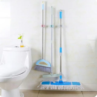 ที่แขวนไม้กวาด ที่แขวนไม้ถูพื้น 4 สีตัวเลือกกาวตนเองหลายวิธีการแขวน Mop ร่มเครื่องครัว