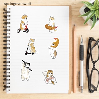 [springevenwell] สติกเกอร์ ลายการ์ตูนแมวน่ารัก สําหรับตกแต่งสมุดภาพ แล็ปท็อป โทรศัพท์มือถือ 64 ชิ้น