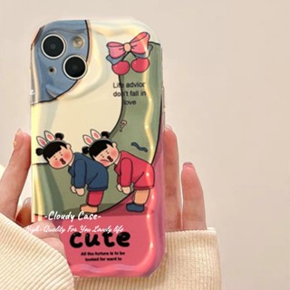 เคสป้องกันโทรศัพท์มือถือ แบบนิ่ม ลายกระต่าย และสายโซ่ สําหรับ iPhone 15 XR 14 13 11 12 Pro Max 8 7 6 6s Plus SE 2020 XS Max