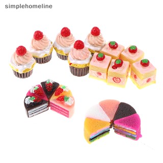 [simplehomeline] ของเล่นเค้กสตรอเบอร์รี่ 1:12 สําหรับบ้านตุ๊กตา 5 ชิ้น