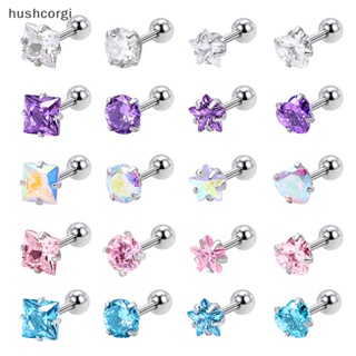 [hushcorgi] ต่างหูสตั๊ด คริสตัล หลากสี 5 มม. 1 คู่ สําหรับผู้หญิง พร้อมส่ง