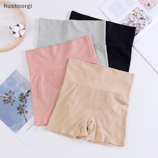 [hushcorgi] กางเกงบ็อกเซอร์ขาสั้น เอวสูง ไร้รอยต่อ สีพื้น สําหรับผู้หญิง