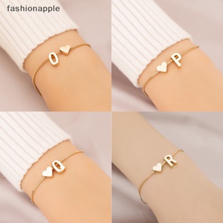 [fashionapple] สร้อยข้อมือแฟชั่น ลายหัวใจ 26 ตัวอักษร สีทอง เรียบง่าย เครื่องประดับ สําหรับผู้หญิง พร้อมส่ง