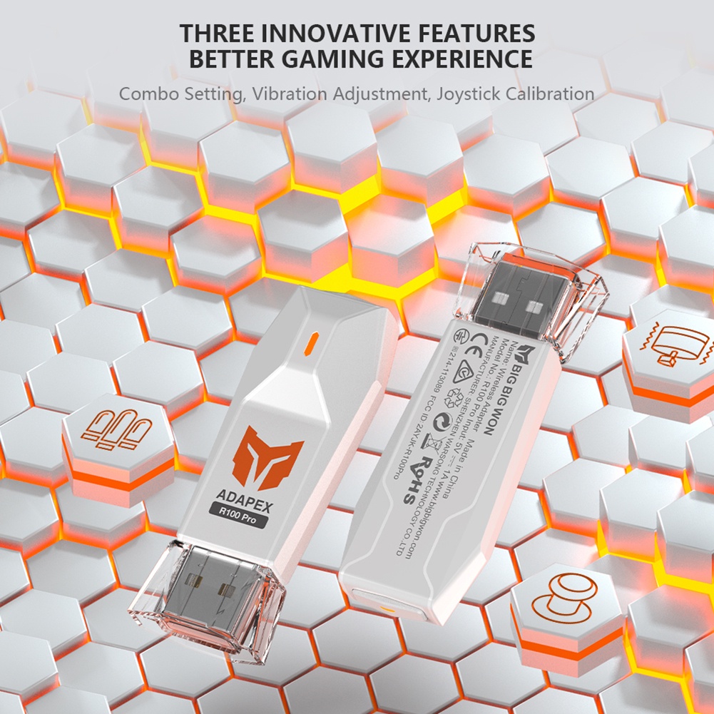 BIGBIG WON R100 Pro USB Wireless Adapter for Windows PC Switch PS4 PS5 XBOX One S USB Receiver For P