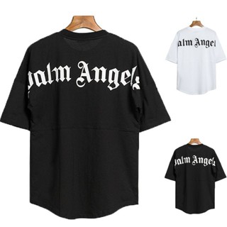 เสื้อยืดแขนสั้น ผ้าฝ้าย 100% พิมพ์ลาย Palm Angels Sanskrit ทรงหลวม พลัสไซซ์ สีขาว สีชมพู สําหรับผู้ชาย และผู้หญิง