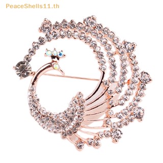 Peaceshells เข็มกลัดคริสตัล รูปนกยูง สําหรับตกแต่งผ้าพันคอ งานเลี้ยง TH