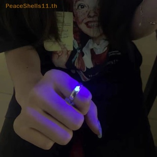 Peaceshells แหวนโลหะ รูปหัวใจ สีฟ้า สีชมพู ปรับได้ เครื่องประดับแฟชั่น สําหรับคู่รัก TH