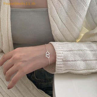 Peaceshells ใหม่ สร้อยข้อมือกําไลข้อมือ โซ่กลวง จี้รูปหัวใจคู่ สไตล์วินเทจ หรูหรา เครื่องประดับ สําหรับผู้หญิง