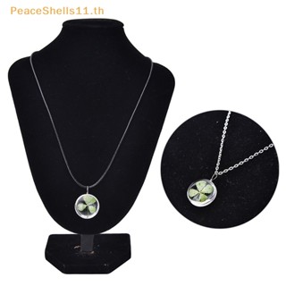 Peaceshells สร้อยคอ จี้ใบโคลเวอร์สี่แชมร็อก สีเขียว ของขวัญเพื่อน TH