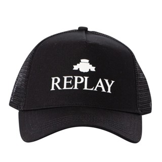 หมวกตาข่าย ลายโลโก้ Replay สีดํา