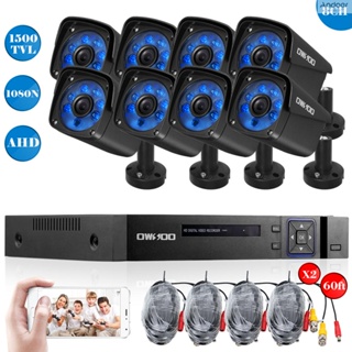 Owsoo กล้องวงจรปิดรักษาความปลอดภัย 8CH Channel Full AHD 1080N 1500TVL ระบบรักษาความปลอดภัย DVR P2P + กล้องอินฟราเรด 8*720P + 8*60