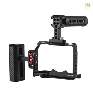 Andoer Camera Video Cage + Top Handle + Side Hand Grip Kit Aluminum Alloy Camera Video Cage with Cold Shoe Mounts Numerous 1/4 Inch Threads Replacement for  ZV-E1 Camera