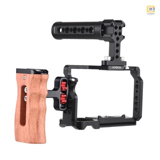 Andoer Camera Video Cage + Top Handle + Side Hand Grip Kit Aluminum Alloy Camera Video Cage with Cold Shoe Mounts Numerous 1/4 Inch Threads Replacement for  A7C Camera