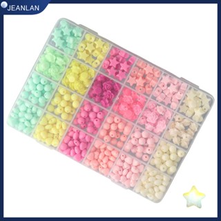 Jeanlan ลูกปัดอะคริลิค ทรงกลม รูปดอกกุหลาบ สีแคนดี้ สําหรับทําเครื่องประดับ งานฝีมือ 732 ชิ้น