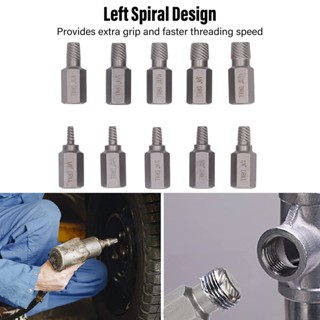 Industrial Shop 10PCS Screw Extractors Hex Head Multi Spline สกรูหักสกรูเครื่องมือกำจัดเกลียวซ้าย