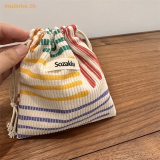 Mulinhe กระเป๋าใส่เหรียญ ผ้าลูกฟูก ขนาดเล็ก กระเป๋าใส่กุญแจ หูฟัง กระเป๋าเก็บหูรูด ผู้หญิง เครื่องประดับ ริมฝีปาก กระเป๋าเครื่องสําอาง กระเป๋าเชือก TH
