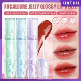 Uytuu Focallure ลิปสติกสีรอบหลอดกระจกพื้นผิว Moisturizing Water Proof Lasting Nature Lip Gloss