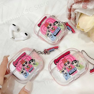 เคสหูฟังบลูทูธไร้สาย กันกระแทก ลายกลิตเตอร์ Powerpuff Girls สําหรับ airpods pro2 1 2 3 12 pro3