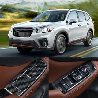 Super Motor 4 ชิ้นรถภายในประตูที่เท้าแขนปุ่มสวิทช์ฝาครอบพอดีสำหรับ Subaru Forester SK 2019