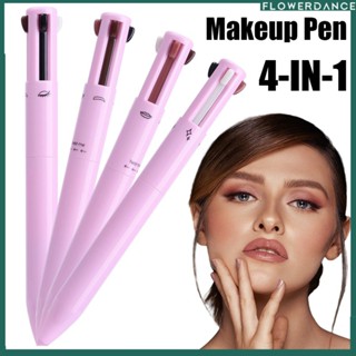 4 In 1 ปากกาแต่งหน้าเครื่องสำอางกันน้ำ Multi-Function อายไลเนอร์ Brow Lip Liner Highlighter Eyebrow GLOSS,Lip Liner, brows ปากกาเครื่องสำอางสำหรับผู้หญิงดอกไม้