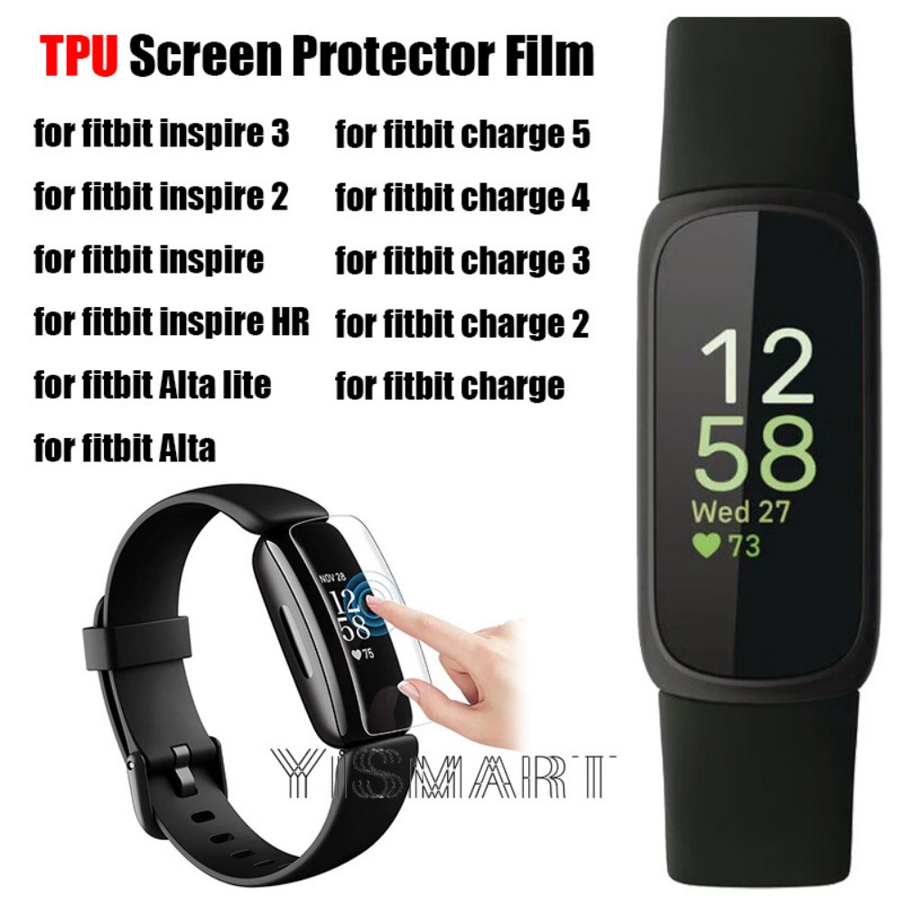 ฟิล์มไฮโดรเจล TPU ใส แบบนิ่ม ป้องกันหน้าจอ สําหรับ Fitbit Inspire 3 2 HR Fitbit Alta lite HD Fitbit Charge 5 4 3 2