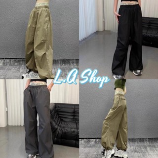 L.A Shop ​พร้อมส่ง กางเกงขายาว ขอบลายตัวอักษร เอวยืด 3สี  "2397" -NZ-XM