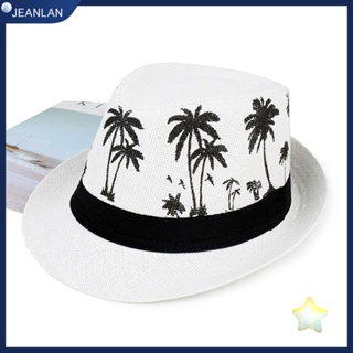 Jeanlan หมวกชายหาด ฤดูใบไม้ผลิ ฤดูร้อน หมวก Fedora หมวกคู่ หมวกกันแดด หมวกแจ๊ส