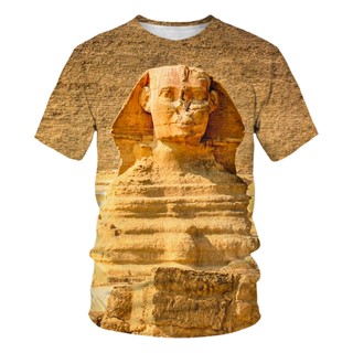 เสื้อยืดลําลอง แขนสั้น พิมพ์ลาย Ancient king Tutanchamun Egyptian 3D โอเวอร์ไซซ์ แฟชั่นสําหรับเด็กผู้ชาย ผู้หญิง