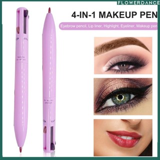 4-in-1 ปากกาแต่งหน้ากันน้ำและทนทานปากกาอายไลเนอร์ Pearlescent ปากกาเน้นสีแดง Lipliner สีดำสีน้ำตาลดินสอเขียนคิ้วแต่งหน้าเครื่องสำอางสำหรับผู้หญิงดอกไม้