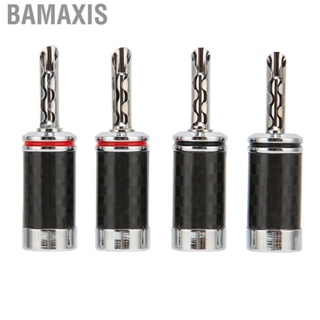 Bamaxis Speaker Banana Plug  Brass Conductor Chrome Plated Finish Self Crimping  Black Carbon Fiber  4pcs for Amplifier  Systems