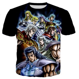 เสื้อยืดลําลอง แขนสั้น พิมพ์ลายอนิเมะ Fist of the North Star 3D โอเวอร์ไซซ์ สไตล์สตรีท แฟชั่นฮาราจูกุ สําหรับเด็กผู้ชาย และเด็กผู้หญิง