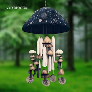 Amymoons โมบายกระดิ่งลมเรซิ่น รูปเห็ด แฮนด์เมด สําหรับตกแต่งสวน ระเบียง กลางแจ้ง