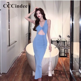 Cccindee ชุดเดรส คอวี แขนกุด สีพื้น เข้ากับทุกการแต่งกาย แฟชั่นใหม่ สําหรับสตรี 2023