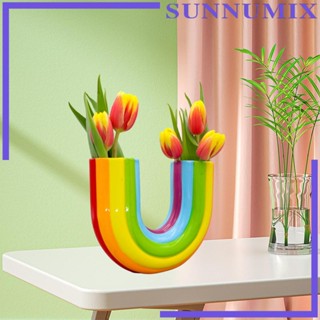 [Sunnimix] แจกันดอกไม้เรซิ่น สีรุ้ง สไตล์มินิมอล สําหรับตกแต่งโต๊ะ ออฟฟิศ