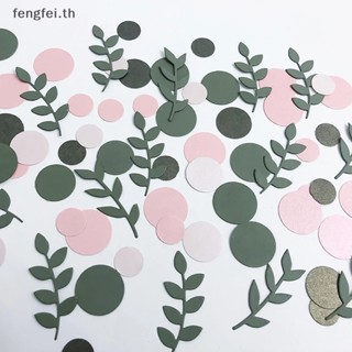 Fengfei กระดาษอาบน้ําเด็ก ลายใบไม้ สีเขียว สําหรับตกแต่งงานปาร์ตี้วันเกิด 100 ชิ้น