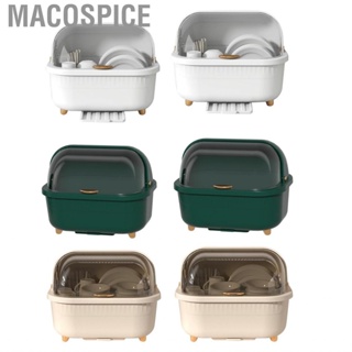 Macospice Dish Drainer Box  Easy Cleaning Space Saving Bottom Drain Hole Dustproof Drying for Home