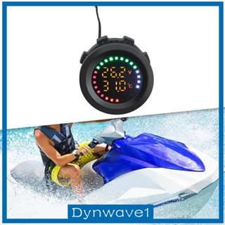 [Dynwave1] เครื่องวัดอุณหภูมิแรงดันไฟฟ้า 12V 24V ทรงกลม สีสันสดใส