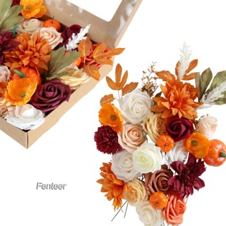 [Fenteer] ชุดกล่องดอกไม้ประดิษฐ์ ผ้าไหม พร้อมก้าน สําหรับเจ้าสาว งานปาร์ตี้