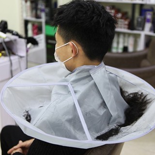 HaiR Ving ตัดผมเคปกันน้ำไนลอนร่มประเภทปรับขนาดตัดผมผม Catcher Cape สำหรับเด็กผู้ใหญ่สีเทา