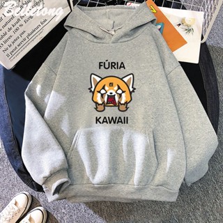 เสื้อกันหนาว มีฮู้ด ลายการ์ตูนอนิเมะ Aggretsuko Kawaii แฟชั่นฤดูใบไม้ร่วง และฤดูหนาว สไตล์ฮิปฮอป สําหรับผู้ชาย และผู้หญิง