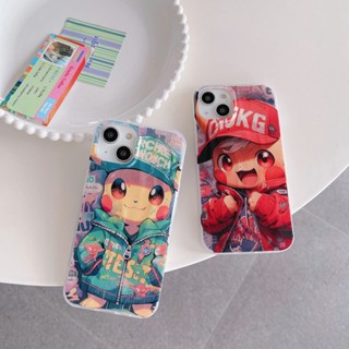 เคสไอโฟน เคสโทรศัพท์มือถือ ลายการ์ตูนปิกาจู สองด้าน สําหรับ iPhone 14 13 12 11 pro max