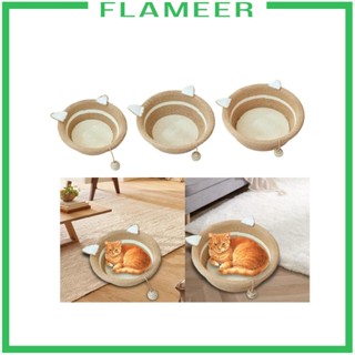 [Flameer] เบาะที่นอน ทรงกลม ทนต่อการสึกหรอ สําหรับสัตว์เลี้ยง แมว