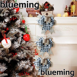 Blueming2 โบว์ผ้าลูกไม้ ลายสก๊อต สีดํา สีแดง สําหรับตกแต่งต้นคริสต์มาส ในร่ม กลางแจ้ง 2 ชิ้น