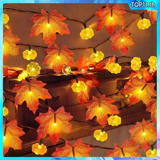 LED Maple Leaf Light String โคมไฟผ้าวันขอบคุณพระเจ้าฤดูใบไม้ร่วง Harvest คริสต์มาสวันหยุดไฟตกแต่ง top111.th