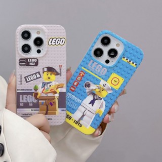 เคสไอโฟน เคสโทรศัพท์มือถือ ฟิล์มสองด้าน ลายเลโก้ กันลื่น สําหรับ iPhone 14 13 12 pro max