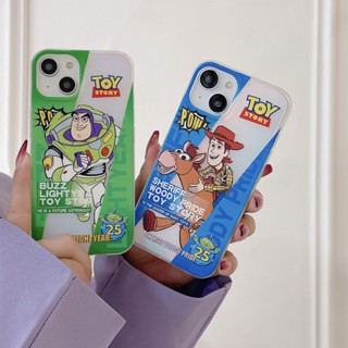 เคสไอโฟน เคสโทรศัพท์มือถือ ฟิล์มสองด้าน กันลื่น ลาย Toy Story สําหรับ iPhone 14 13 12 pro max