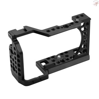 Hlluth Aluminum Alloy Camera Cage Rig with Cold Shoe Mount ARRI Locating Hole 1/4 3/8 Threaded Holes Replacement for  A6000/A6100/A6300/A6400/A6500 Cameras