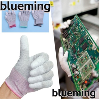 Blueming2 ถุงมือทํางาน ถุงมือไนล่อนคาร์บอน สีขาว ป้องกันไฟฟ้าสถิตย์ เคลือบฝ่ามือ เคลือบ PU ป้องกันฝุ่น ถุงมือทํางานอิเล็กทรอนิกส์