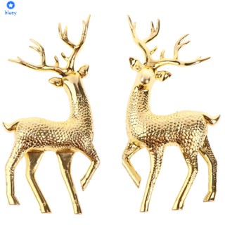 พลาสติกประดิษฐ์คริสต์มาสจำลอง Sika Deer Reindeer Fairy Tale Garden Props รูปปั้นสัตว์บ้าน Elk Shop ตู้โชว์เครื่องประดับ 【bluey】